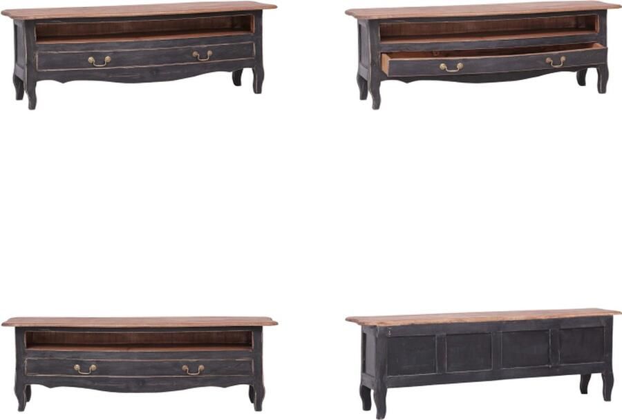 VidaXL Tv-meubel 120x30x40 cm massief gerecycled hout zwart Tv-meubel Tv-meubels Tv-meubelen Tv Kast