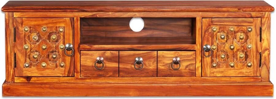VidaXL Tv-meubel 120x30x40 cm Massief Sheeshamhout Dressoir Tv-meubel Houten Kast Sheeshamhoute Meubilair Vintage Style Woonkamer Decoratie Opbergruimte