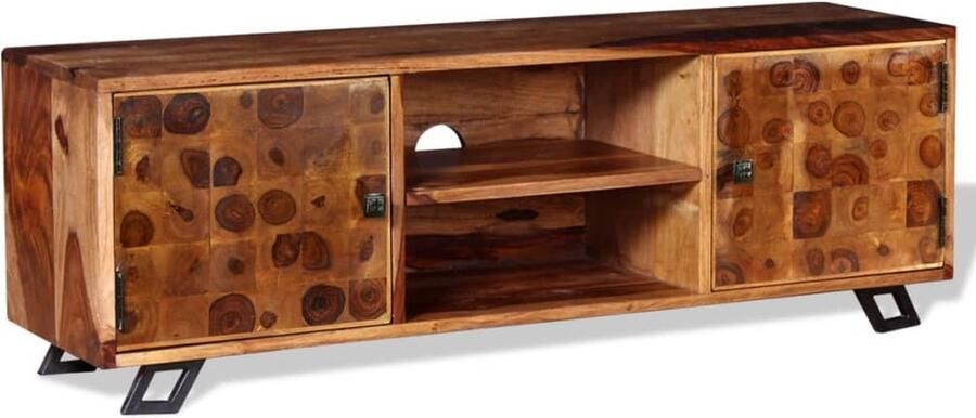 VidaXL Tv-meubel 120x30x40 cm Massief Sheeshamhout Tv-kast Sheeshamhout Bruine Tv-kast Houten Tv-kast Vintage Tv-kast Media Kast Entertainment Center Livingroom Meubilair