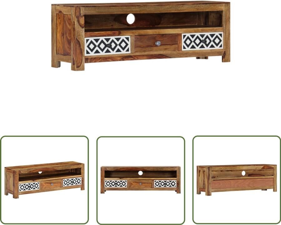 VidaXL Tv-meubel 120x30x40 cm Massief Sheeshamhout Tv-meubel Sheeshamhouten Meubels Landelijke Tv-meubelen Vintage Tv-meubel Salontafel Woonkamerdecoratie