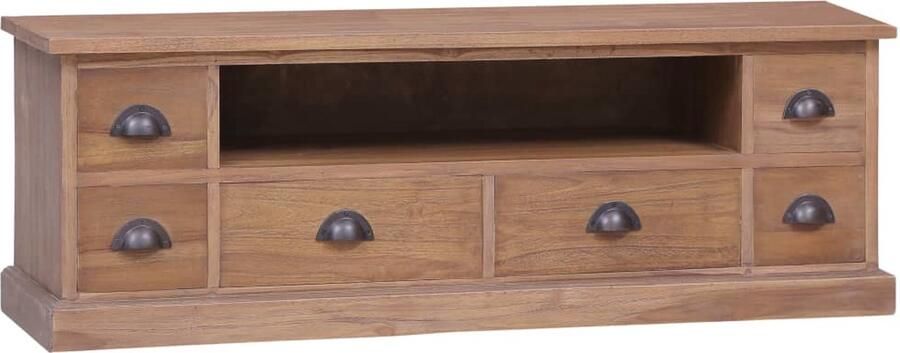 The Living Store Koloniale TV-meubel Massief Teakhout 120 x 30 x 40 cm Met 4 lades en 1 vak