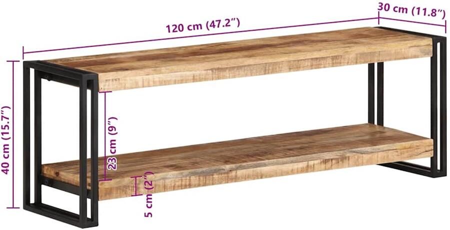 VidaXL -Tv-meubel-120x30x40-cm-ruw-mangohout - Foto 2
