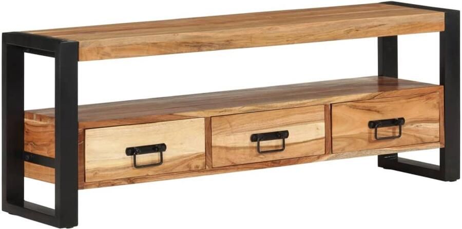 VidaXL Tv-meubel 120x30x45 cm Massief Acaciahout TV Kast Industrieel Design Acacia Hout Salon Meubilair Tv Stand