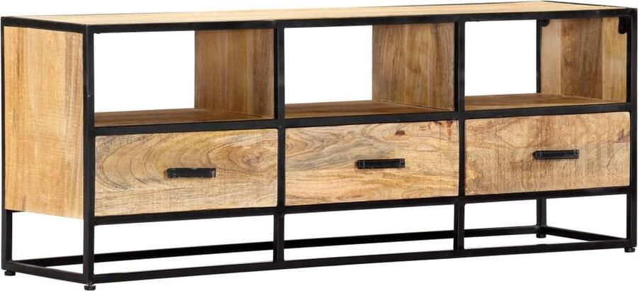 VidaXL Tv-meubel 120x30x45 cm Massief Mangohout Tv-meubel Mangohout Meubilair Industrie Design Salontafel Woonkamer Decoratie Vintage Tv Stand - Foto 2