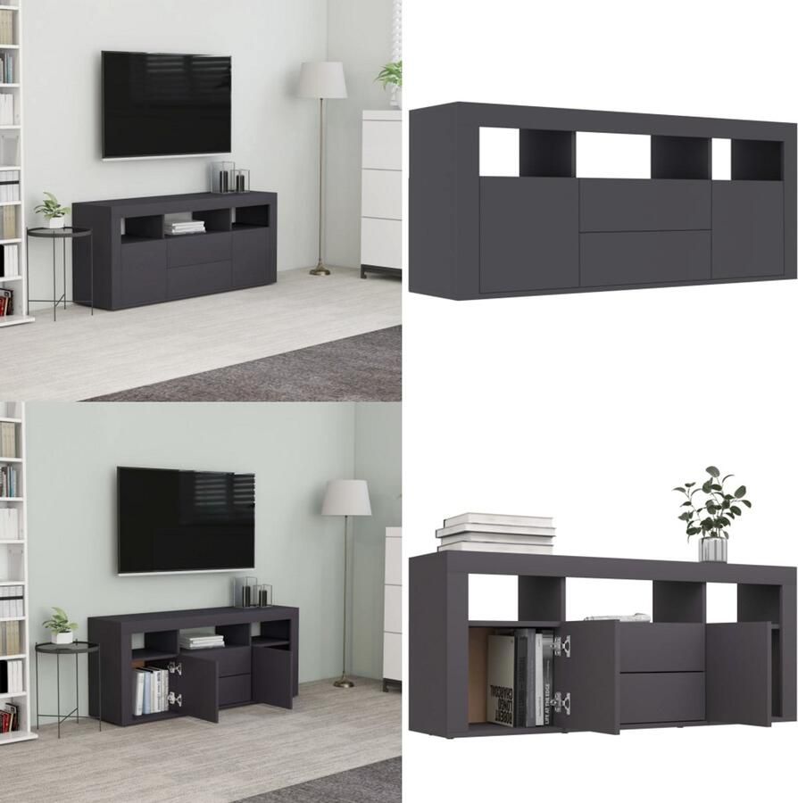 VidaXL Tv-meubel 120x30x50 cm bewerkt hout grijs Tv-meubel Tv-meubels Tv-meubelen Tv-meubilair