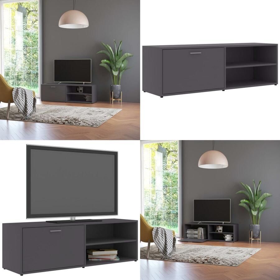 VidaXL Tv-meubel 120x34x37 cm bewerkt hout grijs Tv-meubel Tv-meubels Tv-meubelen Tv-meubilair