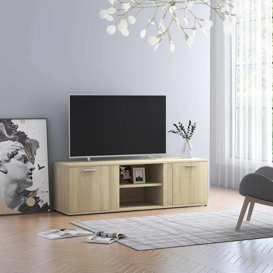 VidaXL Tv-meubel Tv-meubels Tv-meubelen Tv-meubilair Tv-meubel 120x34x37 cm bewerkt hout sonoma eikenkleurig - Foto 2