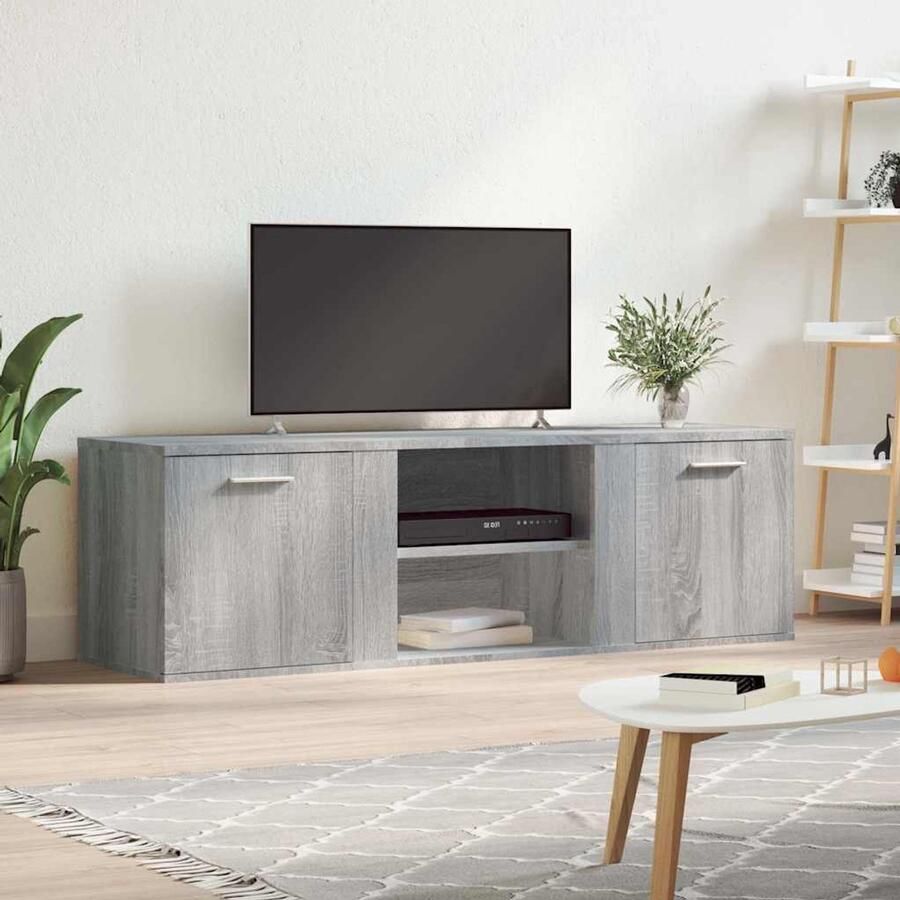 The Living Store vidaXL Houten Tv Kast Tv Meubel Tv-meubel 120x34x37 cm bewerkt hout grijs sonoma eikenkleurig Salontafel Grijze Tv Tafel Tv Stand