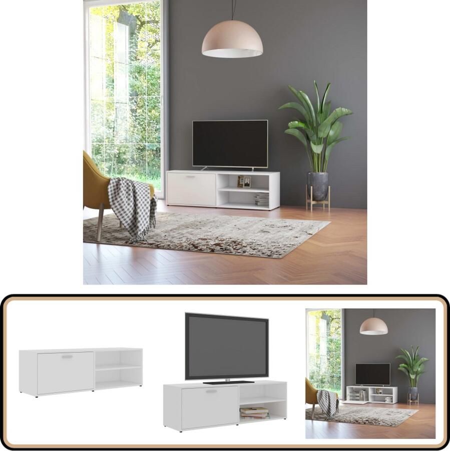 VidaXL Tv-meubel 120x34x37 cm Hout Wit Tv-kast Tv Meubels Houten Tv-standaard Witte Tv-kast Modern Tv-meubel Media Kast Entertainment Center Living Room Furniture Slaapkamer Meubels