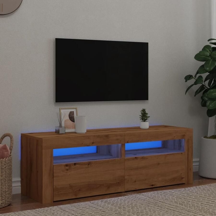 VidaXL Tv-meubel 120x35x40 cm Artisanaal Eiken Tv Meubel Tv Kast Houten Tv Meubel Led Tv Meubel Tv Meubel