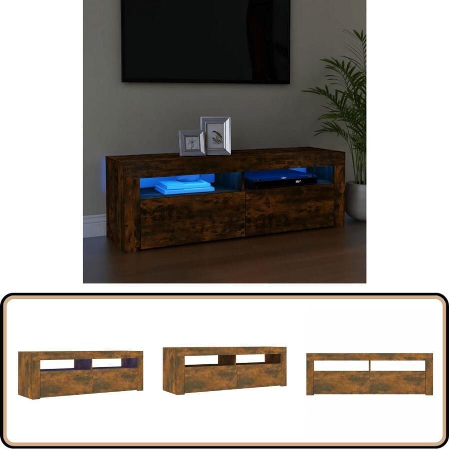 VidaXL Tv-meubel 120x35x40 cm Sonoma eiken LED Tv-meubel Salontafel Media Kast Led Verlichting Bruine Meubelen Houten Meubilair Modern Tv-meubel Decoratief Tv-meubel Televisiecase