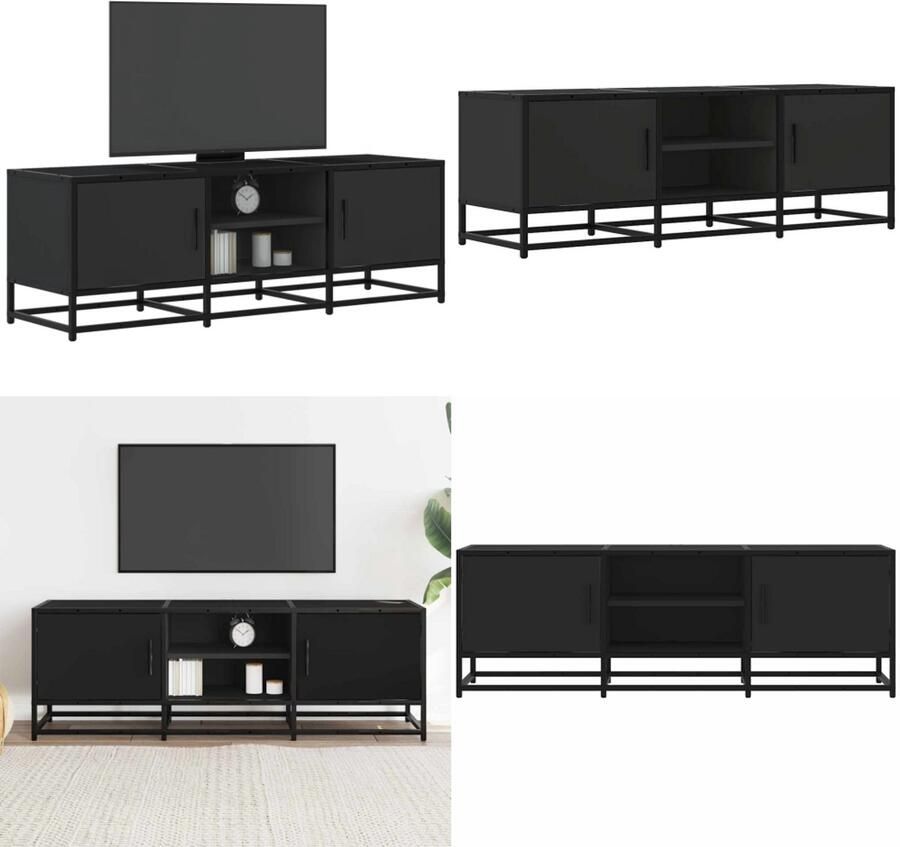 VidaXL Tv-meubel 120x35x41 cm bewerkt hout en metaal zwart Tv-meubel Tv-meubelen Tv Kast Opbergkast