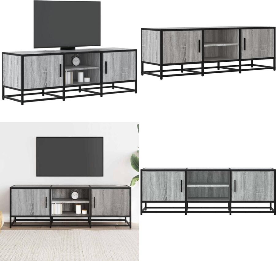 VidaXL Tv-meubel 120x35x41 cm bewerkt hout metaal grijs sonoma eiken Tv-meubel Tv-meubelen Tv Kast Opbergkast