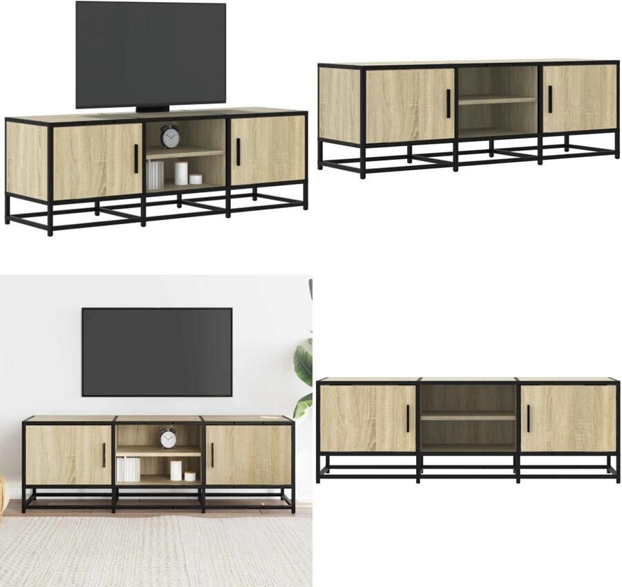 VidaXL Tv-meubel 120x35x41 cm bewerkt hout metaal sonoma eikenkleurig Tv-meubel Tv-meubelen Tv Kast Opbergkast