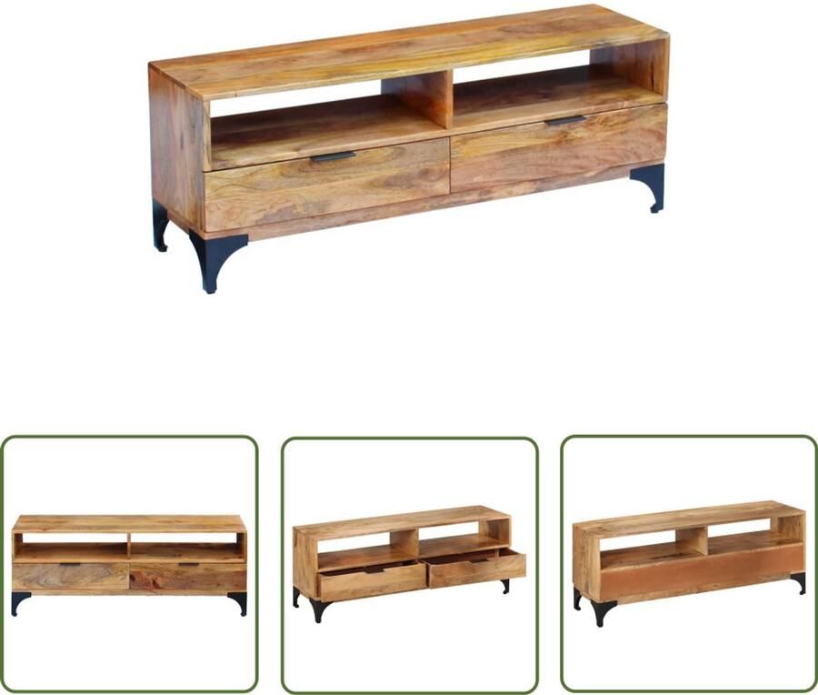 VidaXL Tv-meubel 120x35x45 cm mangohout Tv Meubels Salontafel Kast Sidetable Houtsoort Mangohout Vintage Industrieel Handmade