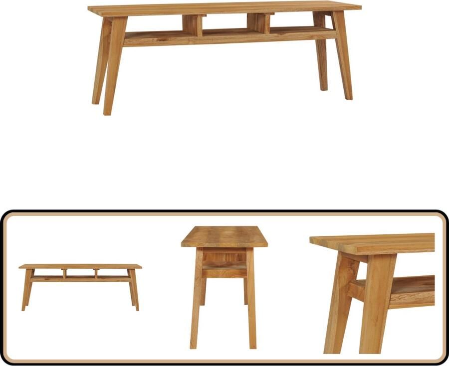 VidaXL Tv-meubel 120x35x45 cm Massief Teakhout Tv-meubel Landelijke Stijl Teak Hout Salontafel Bijzettafel