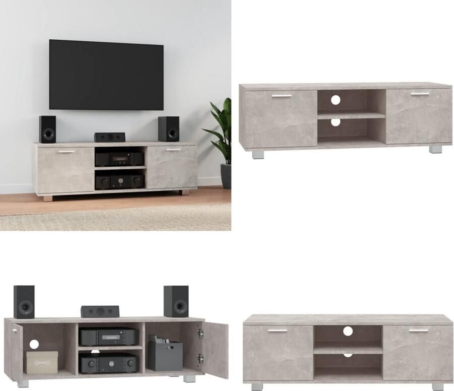 VidaXL Tv-meubel 120x40 5x35 cm bewerkt hout betongrijs Tv-kast Tv-kasten Tv-meubel Hifi-meubel