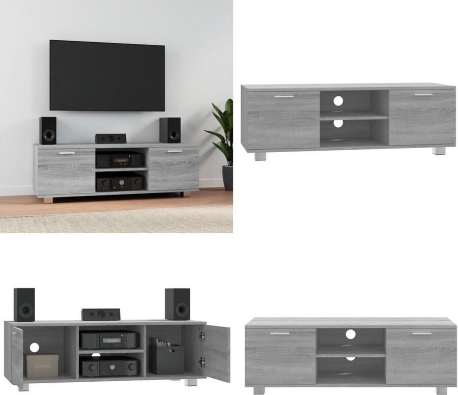 VidaXL Tv-meubel 120x40 5x35 cm bewerkt hout grijs sonoma eikenkleurig Tv-kast Tv-kasten Tv-meubel Hifi-meubel
