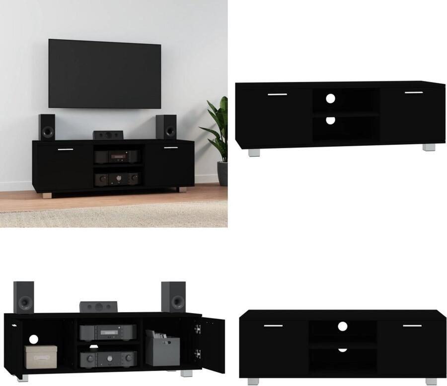 VidaXL Tv-meubel 120x40 5x35 cm bewerkt hout zwart Tv-kast Tv-kasten Tv-meubel Hifi-meubel