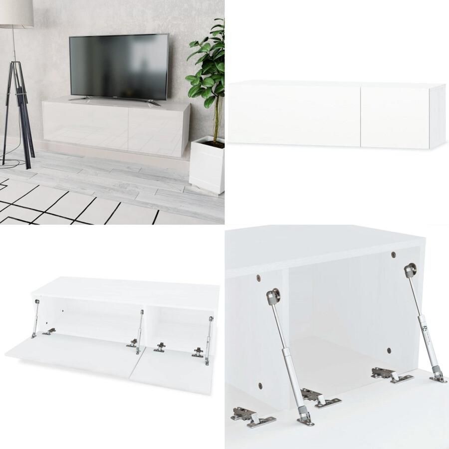 VidaXL Tv-meubel 120x40x34 cm bewerkt hout hoogglans wit Tv-kast Tv-kasten Kast Kasten