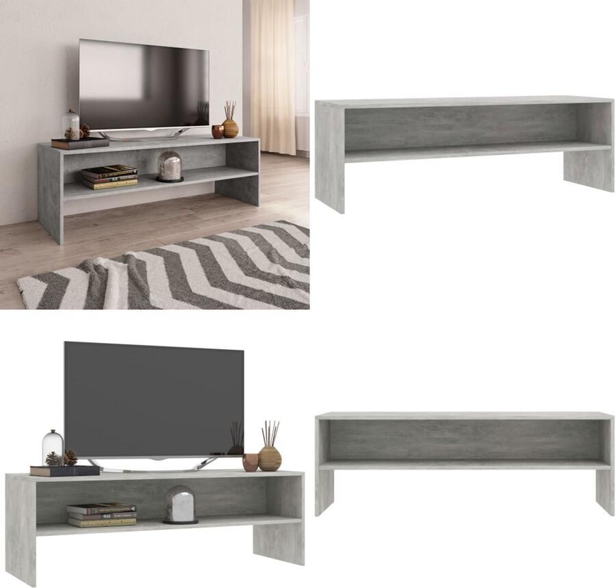 VidaXL Tv-meubel 120x40x40 cm bewerkt hout betongrijs Tv-meubel Tv-meubels Tv-meubelen Tv-meubilair