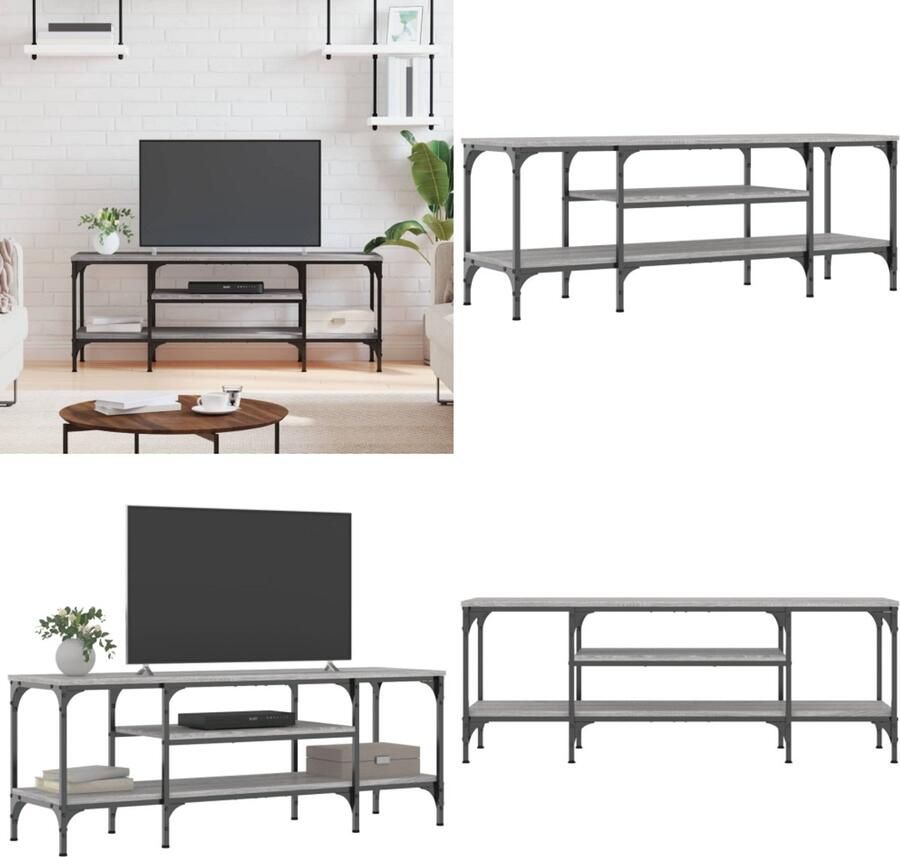 VidaXL Tv-meubel 121x35x45 cm bewerkt hout en ijzer grijs sonoma eiken Tv Meubel Tv Meubels Tv Wandmeubel Tv Tafel