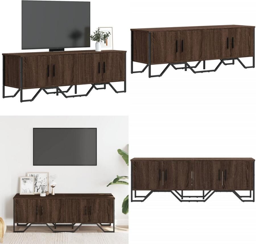 VidaXL Tv-meubel 122x34x41 cm bewerkt hout bruin eikenkleurig Tv-meubel Tv-meubelen Tv Kast Opbergkast
