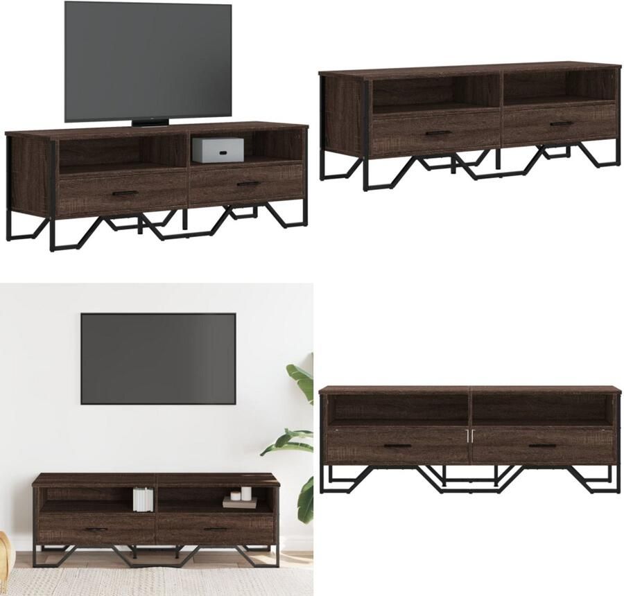 VidaXL Tv-meubel 122x34x41 cm bewerkt hout bruin eikenkleurig Tv-meubel Tv-meubelen Tv Kast Opbergkast