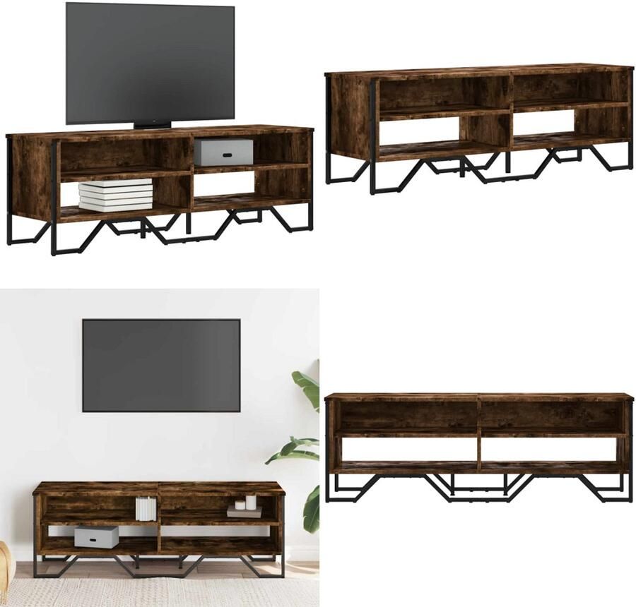 VidaXL Tv-meubel 122x34x41 cm bewerkt hout gerookt eikenkleurig Tv-meubel Tv-meubelen Tv Kast Opbergkast