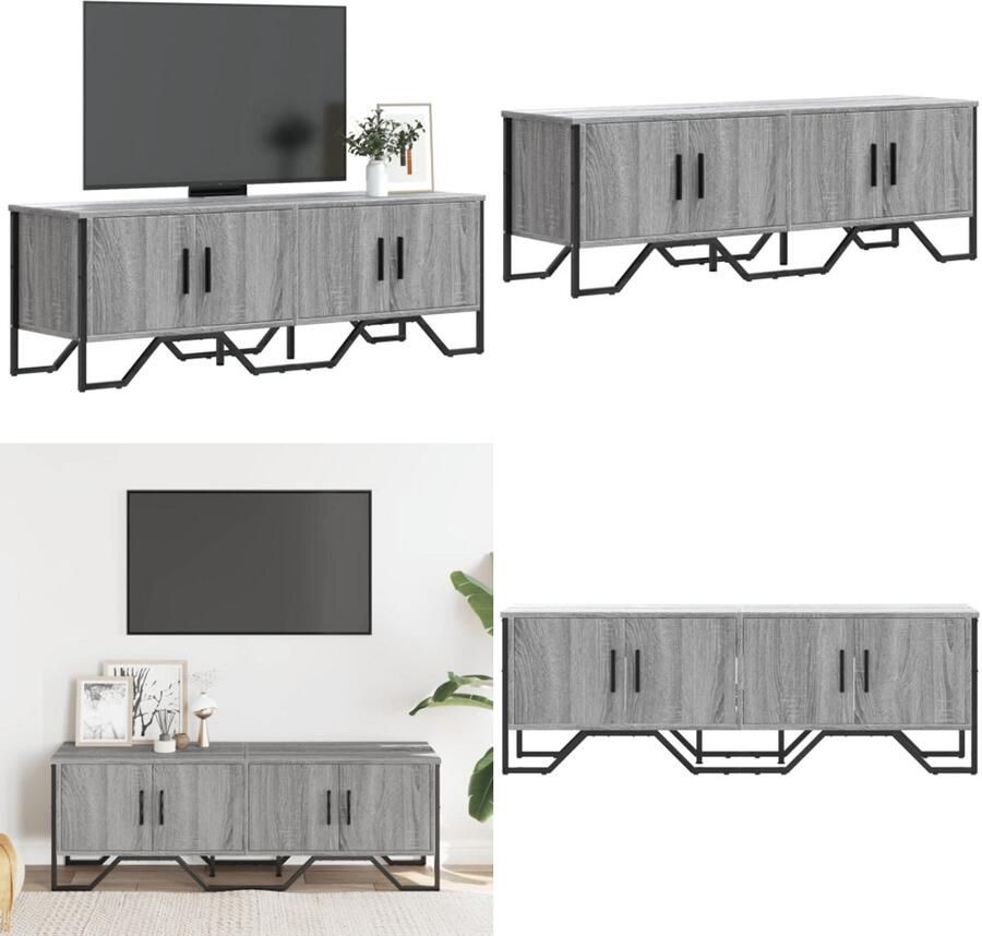 VidaXL Tv-meubel 122x34x41 cm bewerkt hout grijs sonoma eikenkleurig Tv-meubel Tv-meubelen Tv Kast Opbergkast
