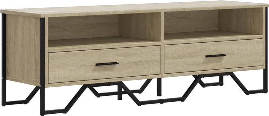 The Living Store Tv-meubel 122x34x41 cm bewerkt hout sonoma eikenkleurig Tv Kast Tv Meubel Industrieel Design Houten Tv Stand Salontafel - Foto 2