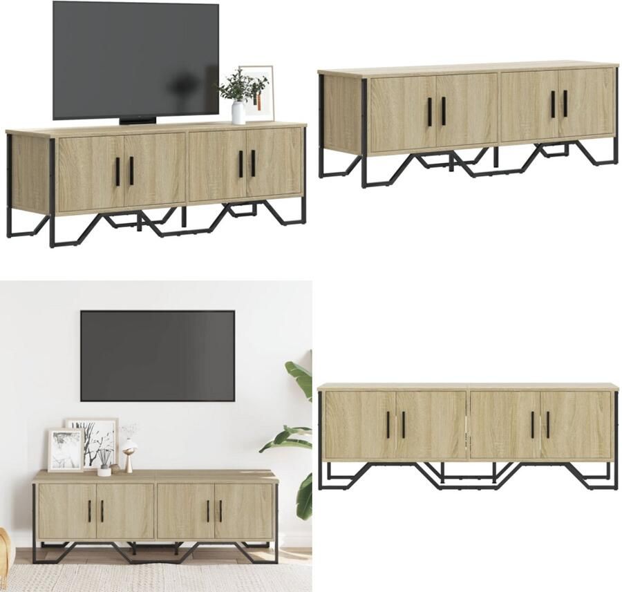 VidaXL Tv-meubel 122x34x41 cm bewerkt hout sonoma eikenkleurig Tv-meubel Tv-meubelen Tv Kast Opbergkast