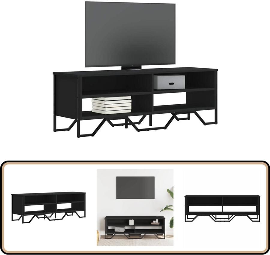 VidaXL Tv-meubel 122x34x41 cm Bewerkt hout Zwart Tv-meubel Tv-meubelen Tv Kast Opbergkast - Foto 2