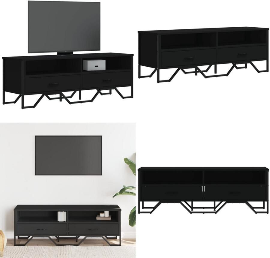 VidaXL Tv-meubel 122x34x41 cm bewerkt hout zwart Tv-meubel Tv-meubelen Tv Kast Opbergkast