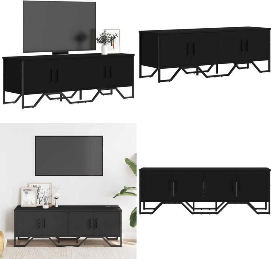 VidaXL Tv-meubel 122x34x41 cm bewerkt hout zwart Tv-meubel Tv-meubelen Tv Kast Opbergkast