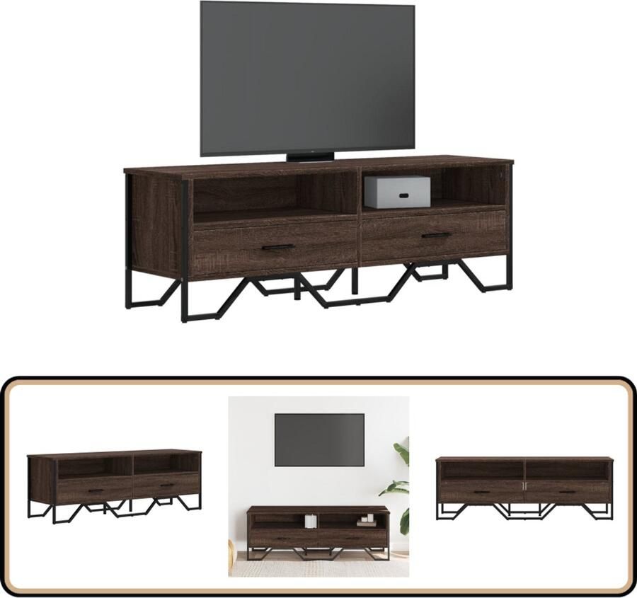 VidaXL Tv-meubel 122x34x41 cm Bruin eikenhout Tv-meubel Tv-meubelen Tv Kast Opbergkast