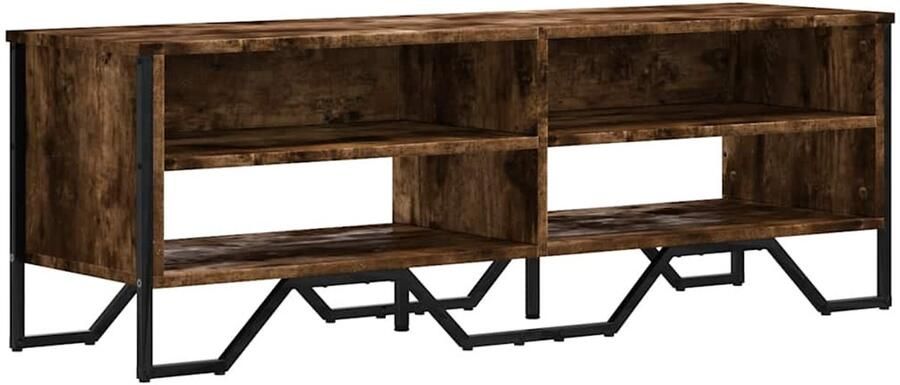 The Living Store Tv-meubel 122x34x41 cm bewerkt hout gerookt eikenkleurig Tv-meubel Modern Tv-meubel Houten Tv-meubel Bruine Tv-kast Tv-stand - Foto 2