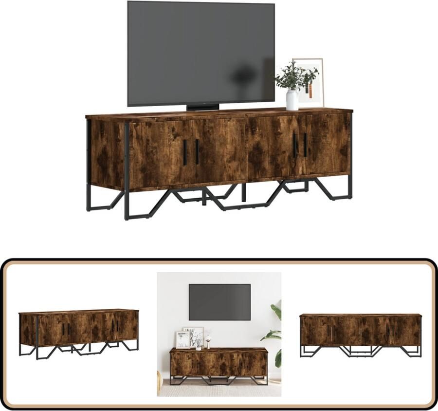 VidaXL Tv-meubel 122x34x41 cm Gerookt Eikenhout Tv-meubel Tv-meubelen Tv Kast Opbergkast
