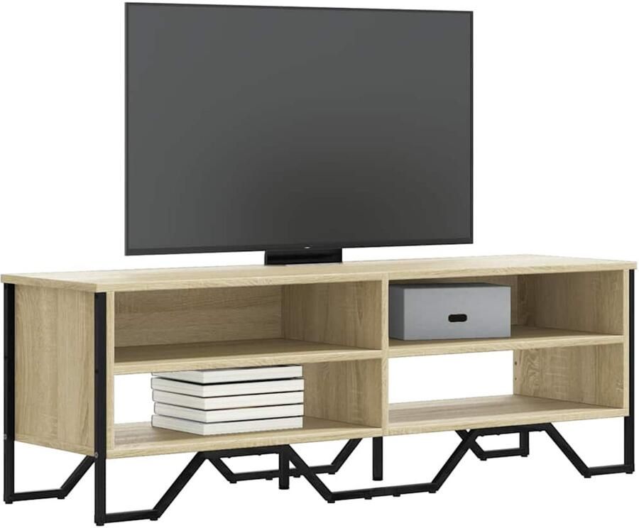 The Living Store Tv-meubel 122x34x41 cm bewerkt hout sonoma eikenkleurig Tv Meubel Tv Kast Salontafel Houten Tv Stand Modern Tv Meubel - Foto 2