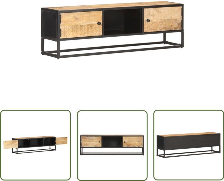 VidaXL Tv-meubel 130x30x40 cm Mangohout Tv-meubel Houten Tv-standaard Mangohout Meubilair Rustic Tv-kast Salontafel Media Kast Opslagruimte