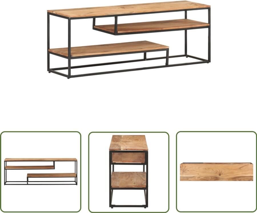 VidaXL Tv-meubel 130x30x45 cm Acaciahout Staal Televisiesecretaris Tv-tafel Salontafel Industriele Meubels Acacia Hout Vintage Meubilair