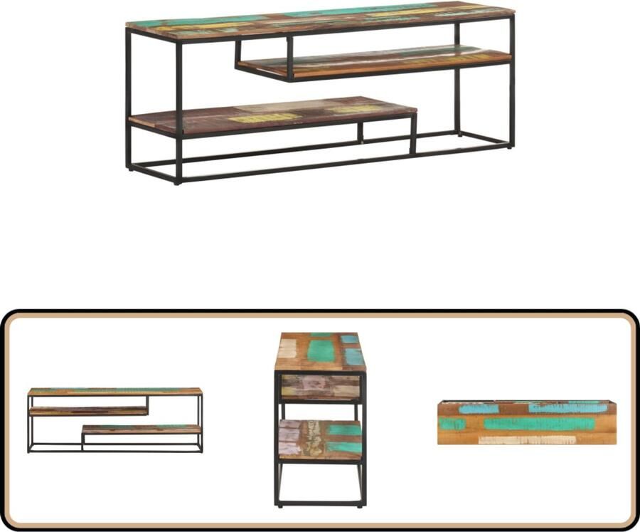 VidaXL Tv-meubel 130x30x45 cm Gerecycled hout TV-meubel Industrieel Design Houten TV-kast Vintage TV-stand Recyceld Hout