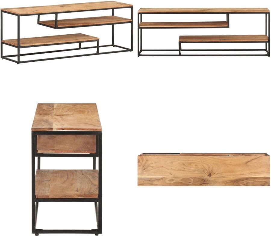 VidaXL Tv-meubel 130x30x45 cm massief acaciahout Tv-kast Tv-kasten Televisiekast Televisiekasten