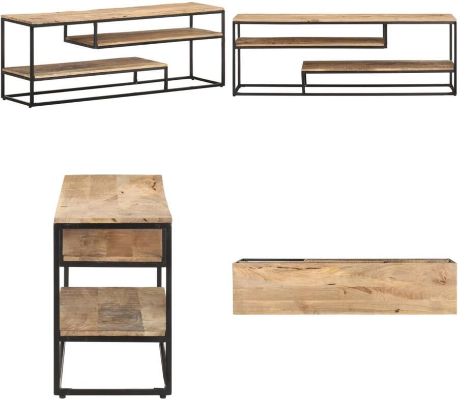 VidaXL Tv-meubel 130x30x45 cm ruw mangohout Tv-kast Tv-kasten Televisiekast Televisiekasten