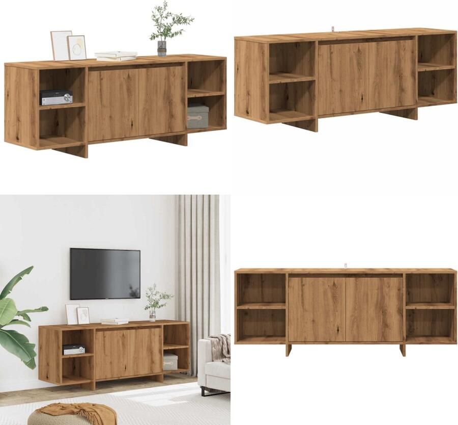 VidaXL Tv-meubel 130x35x50 cm bewerkt hout artisanaal eikenkleur Tv-kast Tv-kasten Tv-standaard Wandtafel