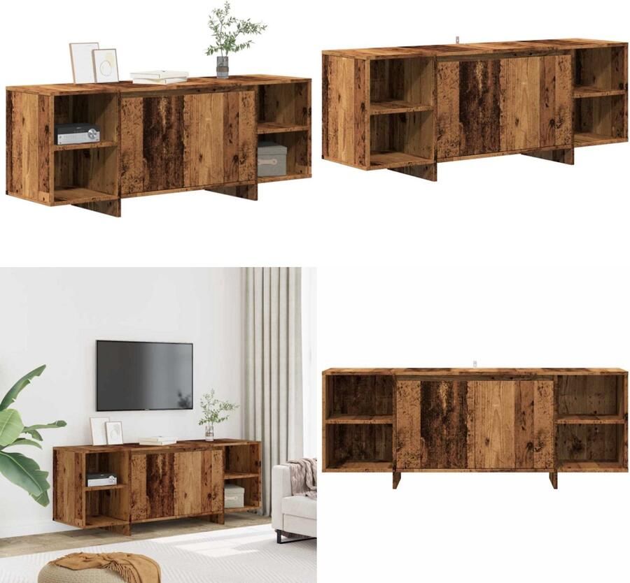 VidaXL Tv-meubel 130x35x50 cm bewerkt hout oud houtkleurig Tv-kast Tv-kasten Tv-standaard Wandtafel