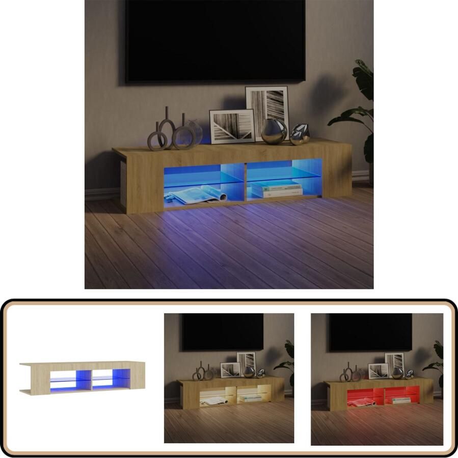 VidaXL Tv-meubel 135 cm LED Sonoma eiken Tv-meubel Led Verlichting Salontafel Woonkamer Meubilair Houten Tv-standaard Sonora Eiken Usb Aansluiting Media Opbergkast Entertainment Center