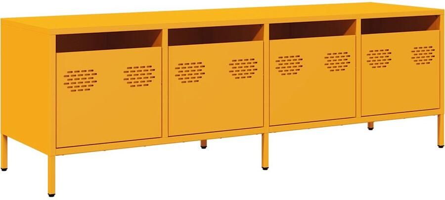 VidaXL Tv-meubel 135x39x43 5 cm koudgewalst staal mosterdgeel