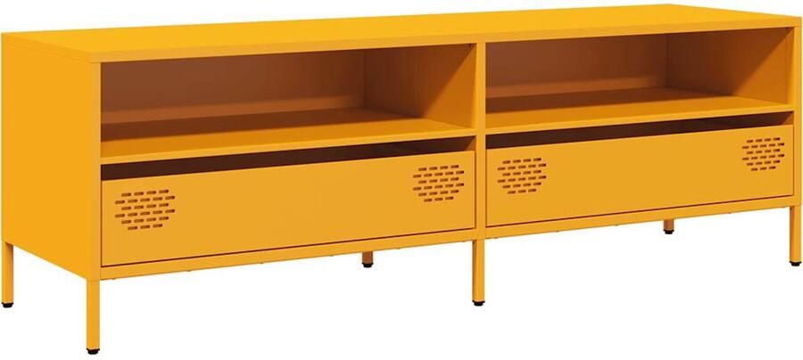 VidaXL Tv-meubel 135x39x43 5 cm koudgewalst staal mosterdgeel