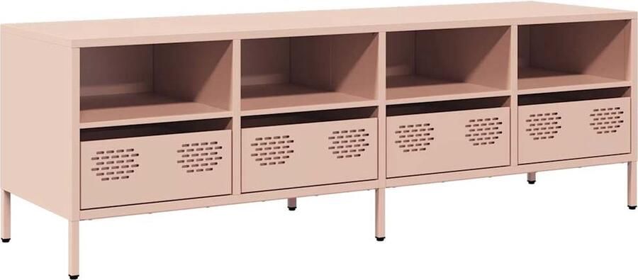 VidaXL Tv-meubel 135x39x43 5 cm koudgewalst staal roze